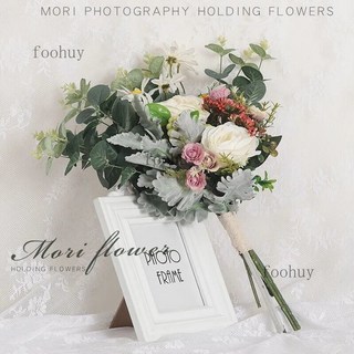 台灣出貨 熱賣 新娘捧花 森系韓系手捧花 婚禮拍攝道具 拍照仿真花束 影樓婚紗攝影旅拍 婚禮捧花 仿真捧花, 海島風情, 1個