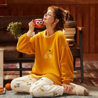 睡衣女冬天珊瑚絨可愛睡衣女冬季加厚法蘭絨保暖甜美家居服女套裝Doly