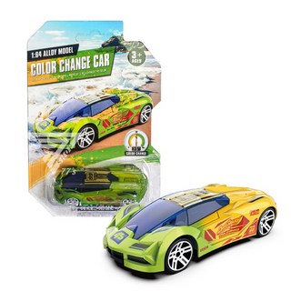 【台灣出貨】溫感變色跑車 合金模型車 1/64 瞬間變色 合金小汽車 模型小車 玩具跑車 似風火輪, 綠色, 1個