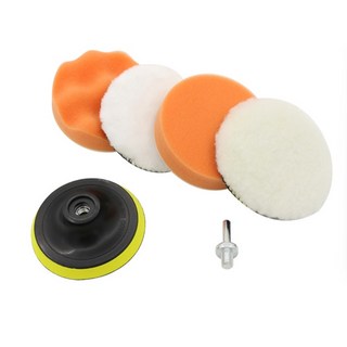 小梁部品 4吋 氣動 電動 電鑽 打蠟海綿 6件套組 羊毛 下臘 打蠟海綿 拋光海綿 打蠟電鑽 打蠟拋光 打蠟機, 波浪海綿盤
