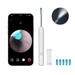 MountainWter 스마트폰 LED 내시경 귀이개 귀후비개 500W고화질카메라귀이개 LED 조명 소프트헤드 Type-C충전, 1개입, 1개, 흰색