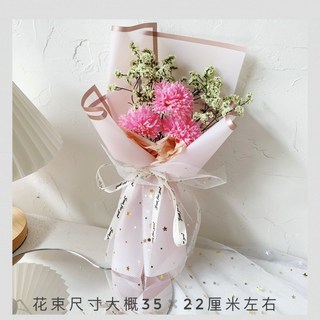 桃園出貨 【1485人收藏】仿真向日葵滿天星干花母親節520香皂花網紅送同學閨蜜拍照花束, 星月紗3支康乃馨金邊粉小花束