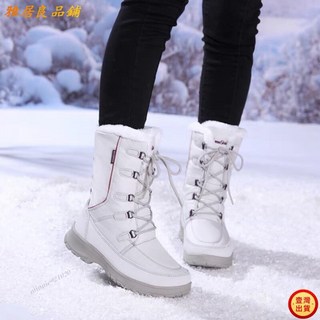 保暖女士雪靴，冬季中幫保暖刷毛加厚戶外雪地靴，防水防滑徒步登山棉鞋