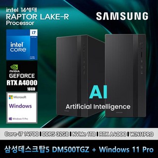 삼성데스크탑5 14세대 i7 컴퓨터 DM500TGZ-Zi7ADT-RTX A4000+11PRO(i7-14700/32GB/SSD1TB/RTX A4000/11PRO), 32GB