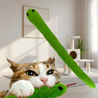 바스락 소리 고양이 사냥놀이 뱀 인형 장난감, 1개, 그린