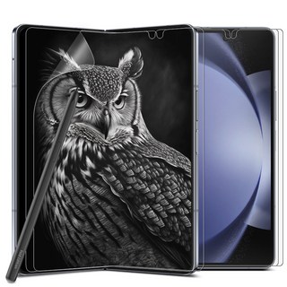 다이아큐브 갤럭시Z폴드5 반사방지 지문방지 종이느낌 TPU EPU 하이브리드 액정보호필름 내면과 전면 세트 정렬가이드제공 간편부착, 2세트