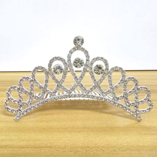 트루행센 티아라 왕관핀 머리핀 빗핀, 1개, 라운드실버