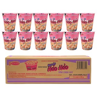 하오하오 에이스쿡 핑크 컵라면 새우맛 68g, 12개