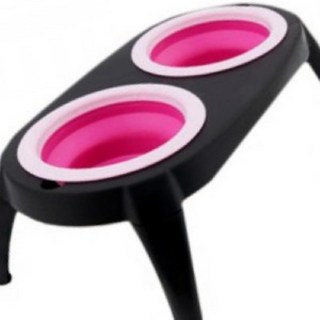 온랑 키높이 접이식 쌍식기 실리콘식기 강아지그릇, 1개