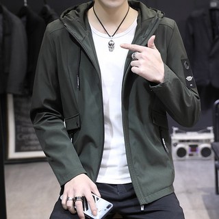 男士連帽防風運動長款外套