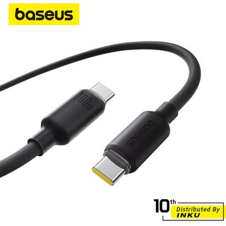 倍思 TypeC快充線 100W低溫快充 發泡矽膠雙C線 蘋果16安卓通用, 星海藍, 1個, 1m