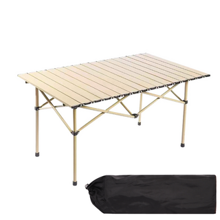 디프 접이식 캠핑 롤 테이블 휴대용 경량, 1개, 베이지