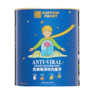 【立邦塗料】抗病毒淨味兒童漆 平光內牆乳膠漆, 白色（基礎漆BS4）, 1個, 1L