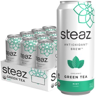 스티즈 - 오가닉 녹차 - 민트 (12개 팩) - 항산화 추 Steaz - Organic Green Tea - Mint (12 Pack) - Antioxidant Brew - 65, 16 Fl Oz (12팩), 1개, N/A