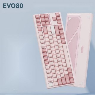 EvoWorks evo80 기계식 키보드 알루미늄 게이밍 유무선 RGB 키보드 88키, 제조사축, 라이트블루축(Azure FR4), 핑크