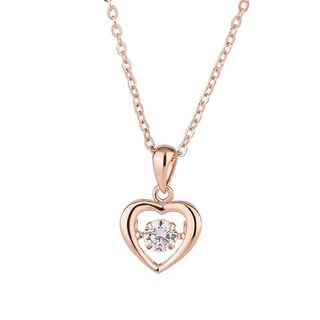 LOVE WHEEL 純銀跳舞鑽心形項鍊 S999純銀 玫瑰金/白金色/黃金色 鎖骨鏈禮物
