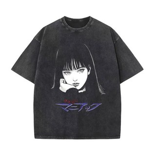 이토준지 티셔츠 힙합 레트로 디자인 코튼 빈티지 하라주쿠 캐주얼 반팔티 남녀공용 스트리트웨어