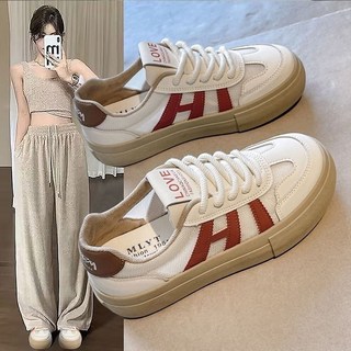 厚底德訓鞋小白鞋女2025年新款春夏百搭女孩繫帶爆款休閒網面板鞋, 藍色,35, 藍色, 35