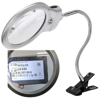 檯燈式LED燈360度調節金屬軟管 美容美甲 老花眼 顯微鏡, 1個, 放大鏡(含LED燈)老花近視可用, 放大鏡