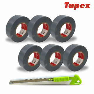 서통테이프 UL인증 PVC 심플 전기 절연 사계절 전기테이프 회색 6개 세트 커터칼 포함