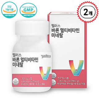 바른 멀티비타민 미네랄 1000mg x 60정 유기농원료 NO화학부형제, 2개