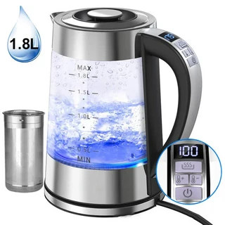 스마트 온도 조절 유리 전기 주전자 자동 가정 사무실 호텔용 1.8L 용량, 02 EU, 01 Kettle with strainer