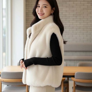 어반룩북 카렌 소프트 밍크 스탠드 카라 베스트