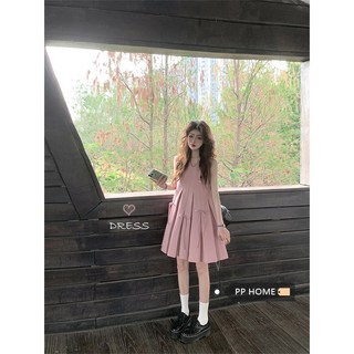 粉色立體蝴蝶結背心連衣裙 女夏裝甜美寬鬆設計 小个子減齡洋裝, L,雾霾粉, 雾霾粉