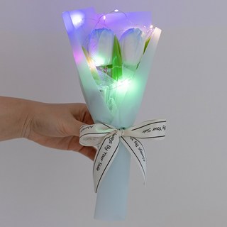 VITALO 루미에르 튤립 LED 플라워 기프트 세트 조화 졸업식 발표회 학예회 꽃선물, 1개, 스카이블루 튤립