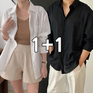 [당일발송] [1+1] 린넨셔츠 시원한남방 여름용 오버핏 남녀공용 링클프리