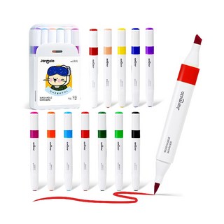 【JarMelo 原創美玩】可水洗雙頭彩繪塗鴉馬克筆(12色), 1個