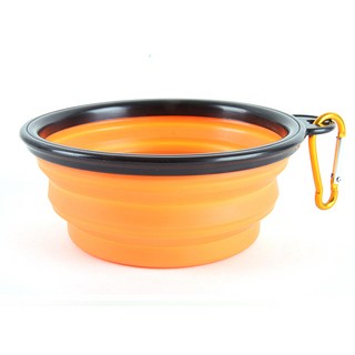 퍼피니스 (소사이즈) 반려견 휴대용 접이식 실리콘 물그릇, 1개, 오렌지