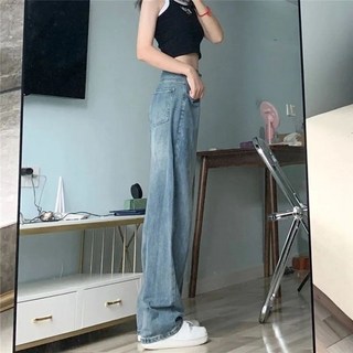 大尺碼高腰寬褲牛仔褲