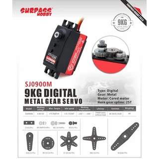 Surpass Hobby 35KG RC CarRobot Drone 비행기 고정 날개 용 디지털 서보 금속/플라스틱 기어, 02 SJ0900M 9kg