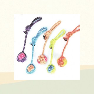 면사매듭 강아지 로프 장난감 핸들 치실공 반려견 터그 놀이, 1개, 1cl4 롱볼로프-랜덤