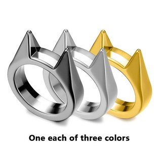 고양이귀반지 유리창깨기 여성 호신용품 야외 생존도구 출근길 휴대 안전 방범 상황별 필수템, Three colors