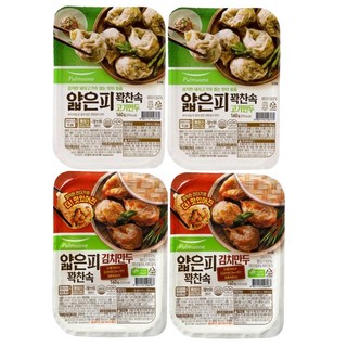 풀무원 얇은피꽉찬속 고기만두 + 김치만두, 160g, 4개
