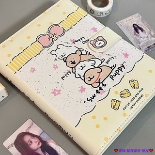 臺灣發貨 卡通小紅書同款 線條小狗卡冊PU皮質 A5卡冊 可愛高顏值小眾款收納冊 多頁卡位卡冊 收納卡冊 大容量, 1個