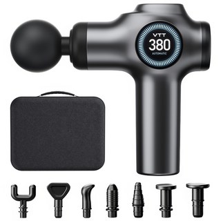 RUNDX 미니 무선 전동 마사지건 휴대용 전용 파우치 + 헤드 8종, 그레이