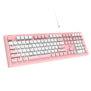 【Foxxray】BKL-90 霧影極致靜音有線薄膜鍵盤 - 類紅軸手感、球型鍵帽、19鍵不衝突、雷雕注音電競鍵盤, 粉白拼色