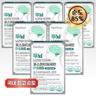 뉴트리나우 뇌건강 포스파티딜세린 순도 85% 뇌영양제 식약청 인정, 6개, 30g