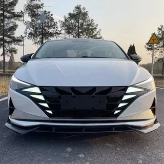 납품전문 현대 Elantra 7th 2021 용 조명이있는 그릴 수정 된 새로운 스타일 라디에이터 앞 범퍼 네트 자동, 02 grille with light