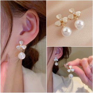 【s925銀耳針】純銀耳環耳針，珍珠、鋯石、貓眼石、花朵蝴蝶造型耳釘耳勾垂墜耳環