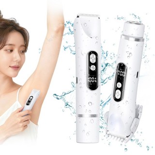 NICESUN 여성 브라질리언 더블 헤드 제모기 비키니라인/Y존/얼굴/겨드랑이 전동 제모기 LED 조명 탑재 모근제거기 TM06, 화이트