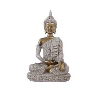 약사여래불 불경 지장보살 약사여래 불상 삼존불 점상 오방기 삼재염주 관세음보살상 석가모니불 약사여래 아미타경 금강경사경 불경 불교 사암 수지 공예 작은 앉아 부처님 장식품 조각, 7.5x5x11, 금, 1개