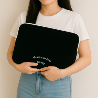 언더프 레터링 노트북 파우치 아이패드 가방 태블릿 케이스, 블랙, 1개