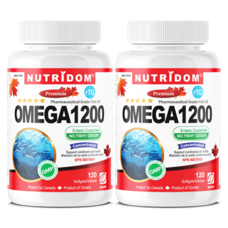 뉴트리돔 캐나다 프리미엄 알티지 오메가 3 1200mg IFOS인증 rTG Omega 1200 120소프트젤, 2개, 120정