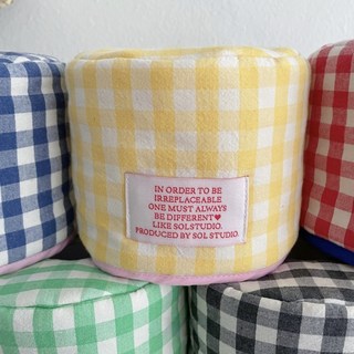 귀여운 파스텔 두루마리 휴지 케이스 체크무늬 홈데코 인테리어, 선샤인 옐로우