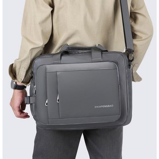 上班手提包 男士公事包 電腦斜背商務包 復古大容量多功能單肩包 台灣發貨, 耐磨款灰色-寬38/高29/厚8公分