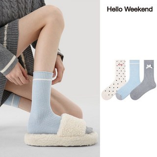 Hello Weekend 여성 양말 순색 겨울 수면 양말 수면 양말 중목 양말 임산부 무압박 장목 양말 중목 양말 두꺼운 보온 방한용품 다리 보온대 코랄벨벳 3족 세트